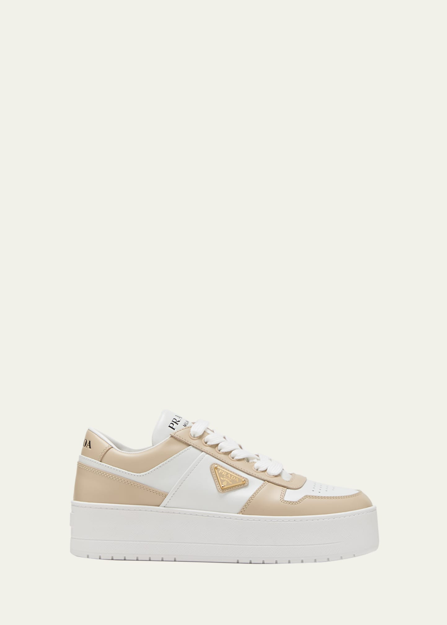 Prada Downtown Bicolor Leather Low-Top Sneakers | Bergdorf Goodman