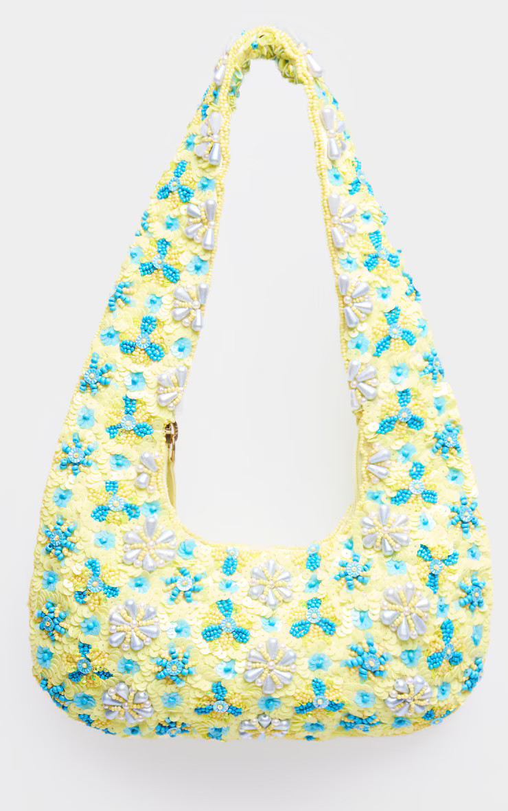 Yellow Flower Sequin Handbag | Accessories | PrettyLittleThing UK