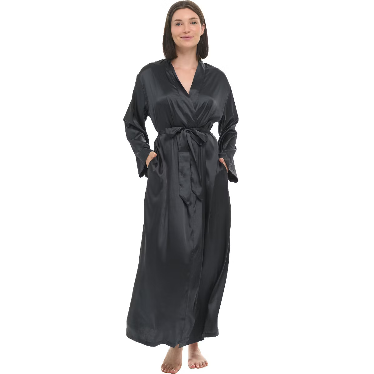 ADR Women's Classic Lounge Robe Black Small | Target