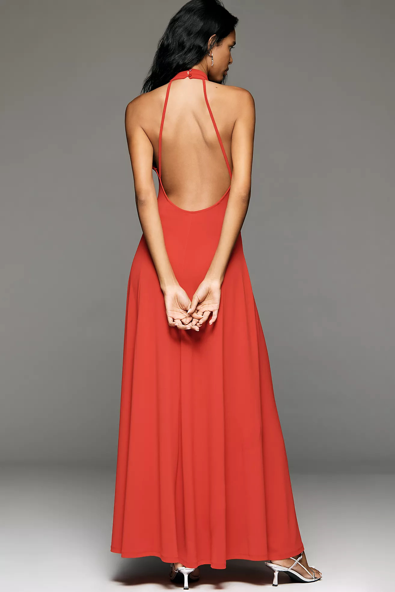 By Anthropologie Halter Open-Back A-Line Maxi Dress | Anthropologie (US)