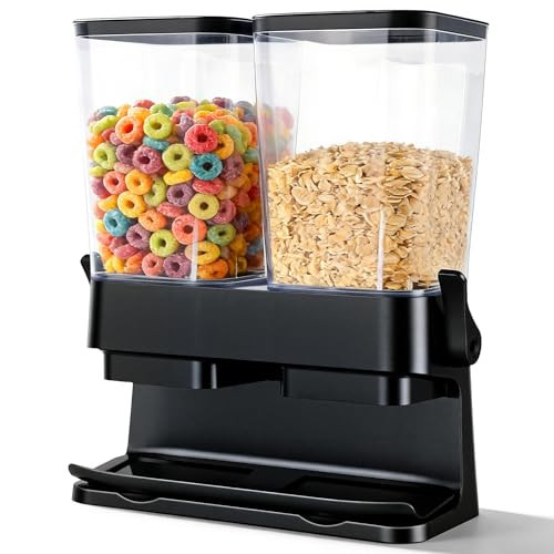 Adorabby Cereal Dispenser Countertop 2 Pack, Double 3L Airtight Cereal Storage Container for Kitchen Pantry, Large Capacity Clear Dry Food Organizer For Cereal, Nuts, Coffee Beans, Pet Food | Amazon (US)