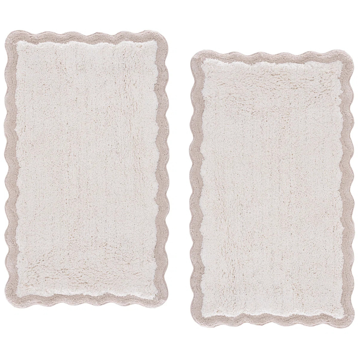 Ziggy Scalloped Border Hand Tufted 100% Cotton Machine Washable Bathmat (Set of 2) | Wayfair North America