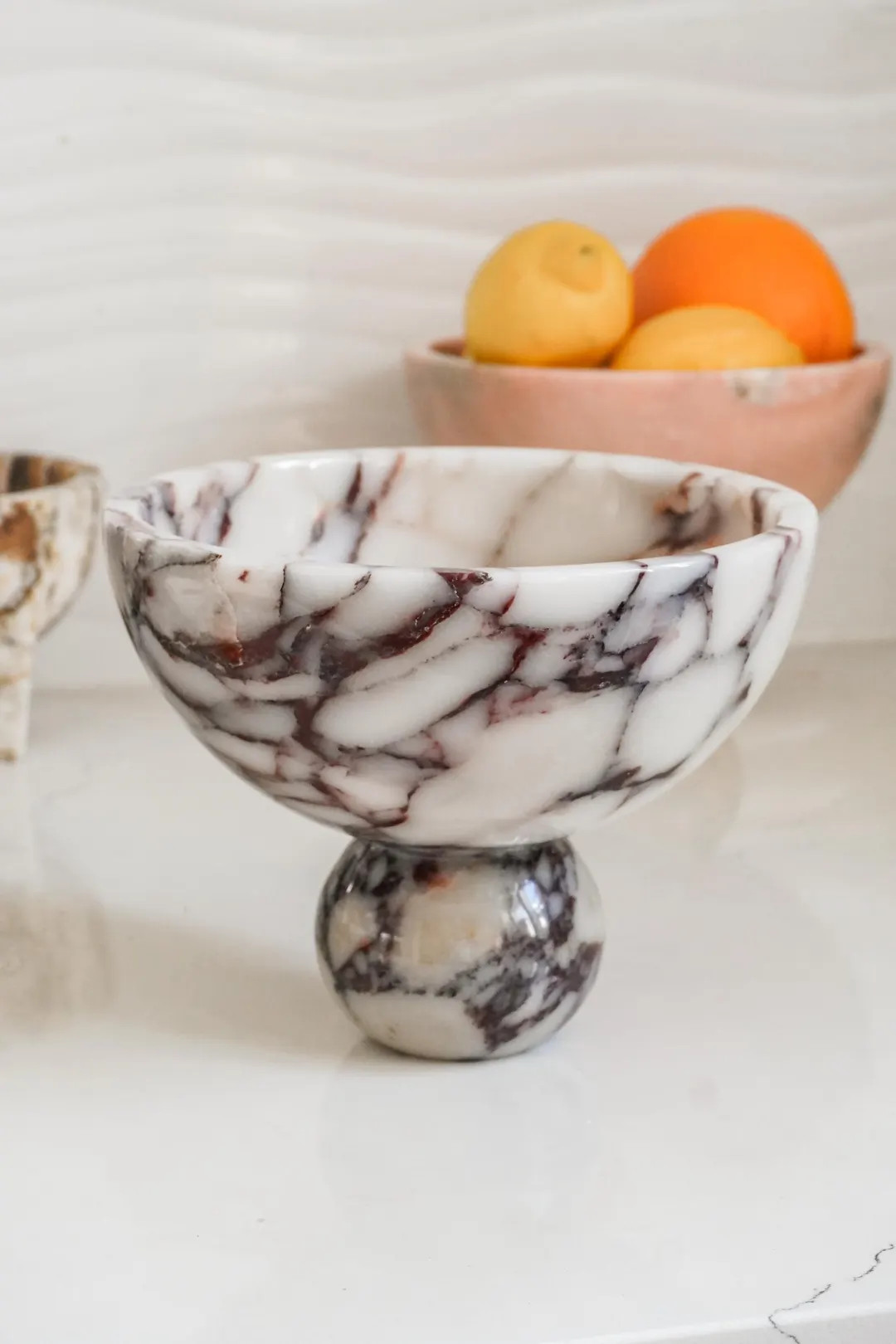 Large Viola Marble Bowl,Viola Serving Bowl,Marble Footed Riser,Cake Stand,Kitchen Decor,Fruit Bow... | Etsy (US)