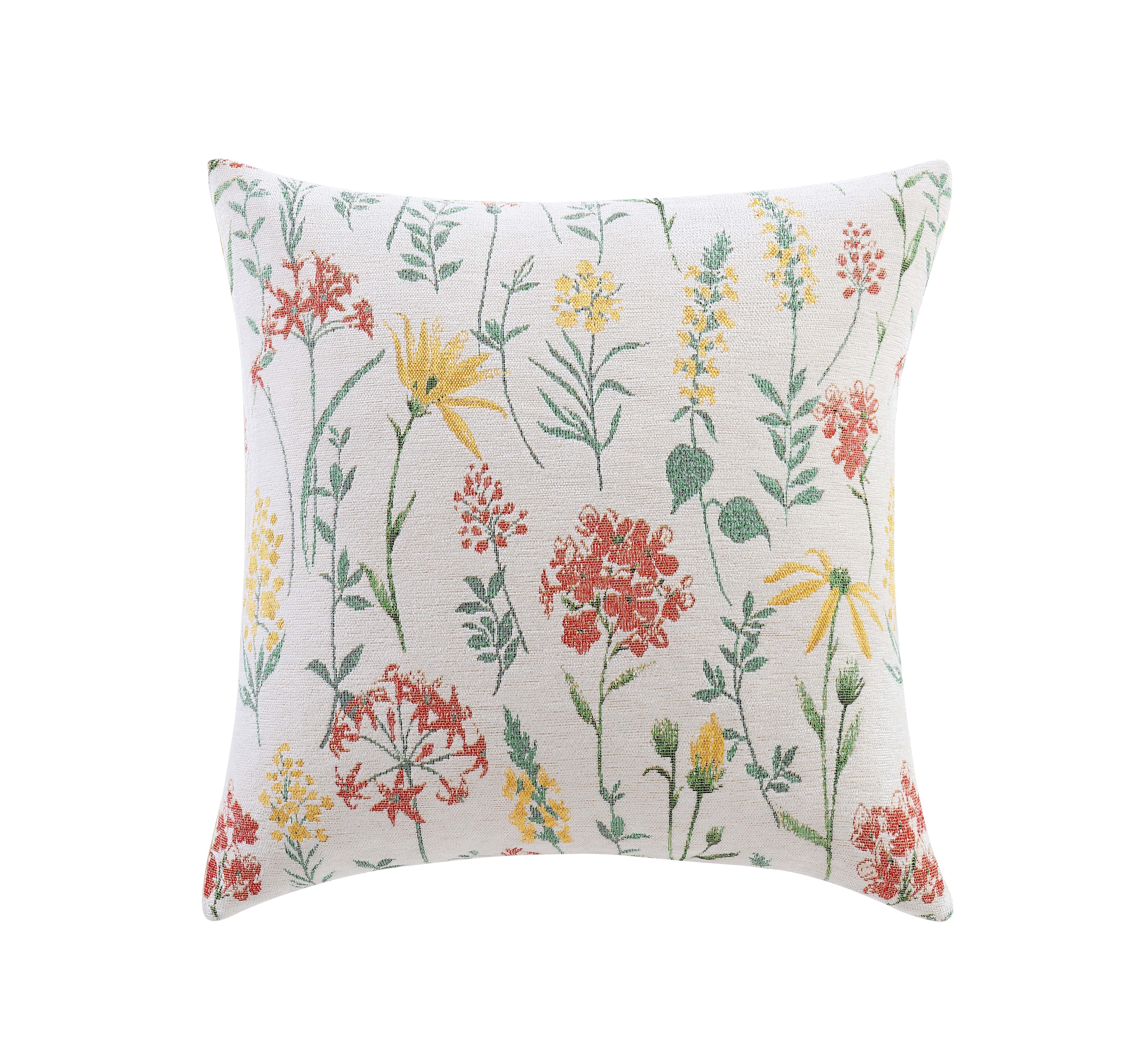 Mainstays Decorative Throw Pillow, Botanical, Square, Yellow and Coral, 20x20, 1 Pack | Walmart (US)