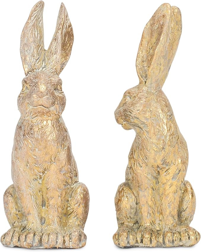4111071 Raz Imports - Small Painted Gold Stone Rabbits - Set of 2 Bunnies - Elegant Easter Decor ... | Amazon (US)