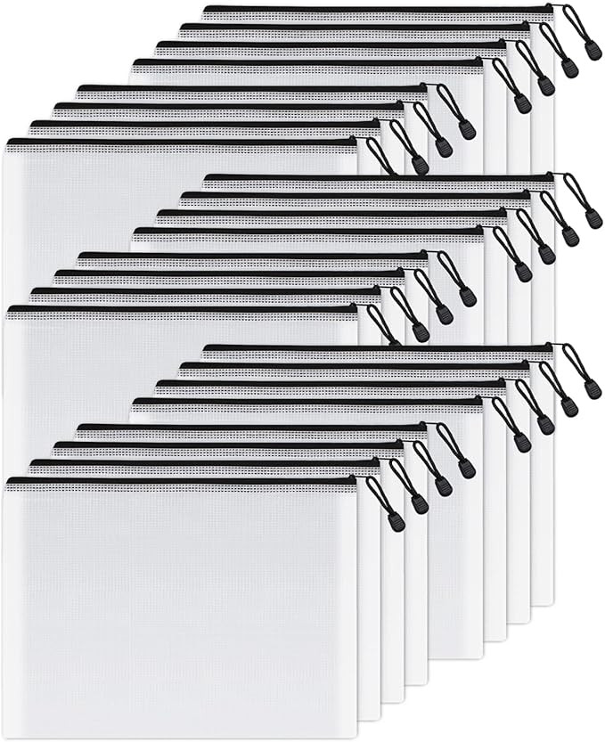 SUNEE Mesh Zipper Pouch 10x14 in (Black, 24 Packs), Extra Large Water-Resistant Zip Bag for Schoo... | Amazon (US)