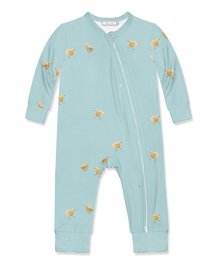 Little Millie Mint Chickadee Zip-Up Playsuit - Infant | Zulily