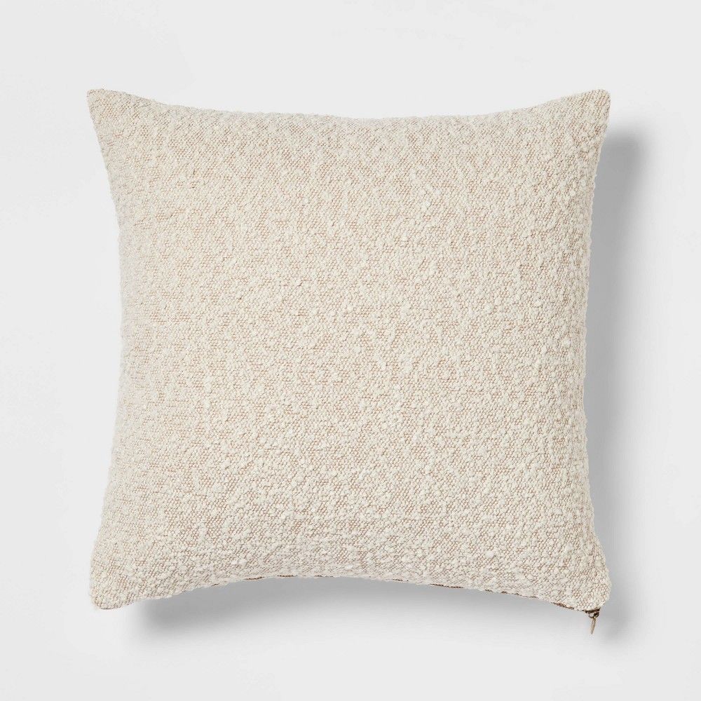 Woven Boucle Square Throw Pillow with Exposed Zipper Neutral - Threshold | Target