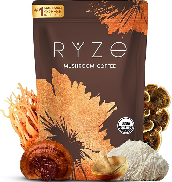 RYZE Mushroom Coffee | 6 Adaptogenic Mushrooms | Organic | Instant Coffee | MCT Oil | Better Ener... | Amazon (US)