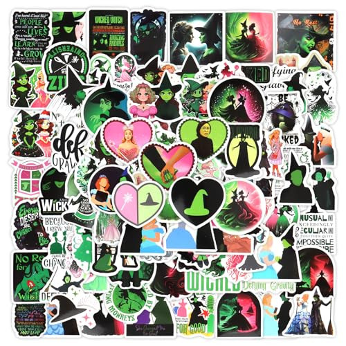 YARIEW 110 Pcs Wicked Stickers Aesthetic Waterproof Stickers Wicked Birthday Decorations Cute Stickers for Water Bottles, Laptop, Phone, Luggage, Guitar, Scrapbooking for Adults Party Gifts | Amazon (US)