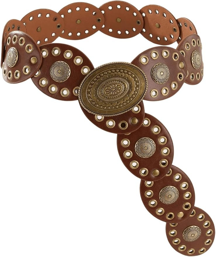 Floerns Women's Western Style Chunky Belt Wide Disco Belt Circle Y2k Belts | Amazon (US)