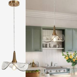 LNC Vitzthum 1-Light Plating Brass Pendant Light with Handmade Glass Shade Modern Contemporary Be... | The Home Depot