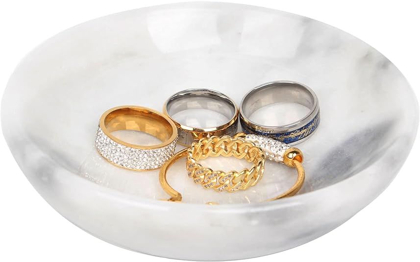 Amazon.com: CM CHIC MONDAY 4.72 Inch Decorative Bowl Ring Dish Marble Tray, Jewelry Dish Ring Tri... | Amazon (US)
