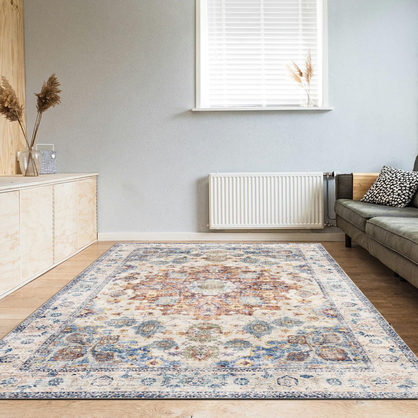 Area Rug 8×10, Large Vintage Boho Rug,Ultra-Soft Low Pile, Washable, Non Slip,Stain Resistant, P... | Amazon (US)