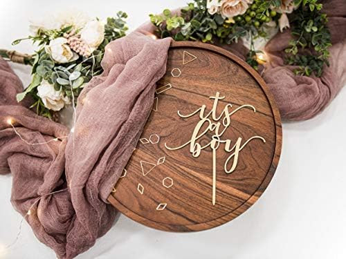 LS Designs It's A Boy Baby Shower Cake Topper 5 1/2 inches x 7 1/2 Inches Gold Acrylic Oh Baby Ge... | Amazon (US)