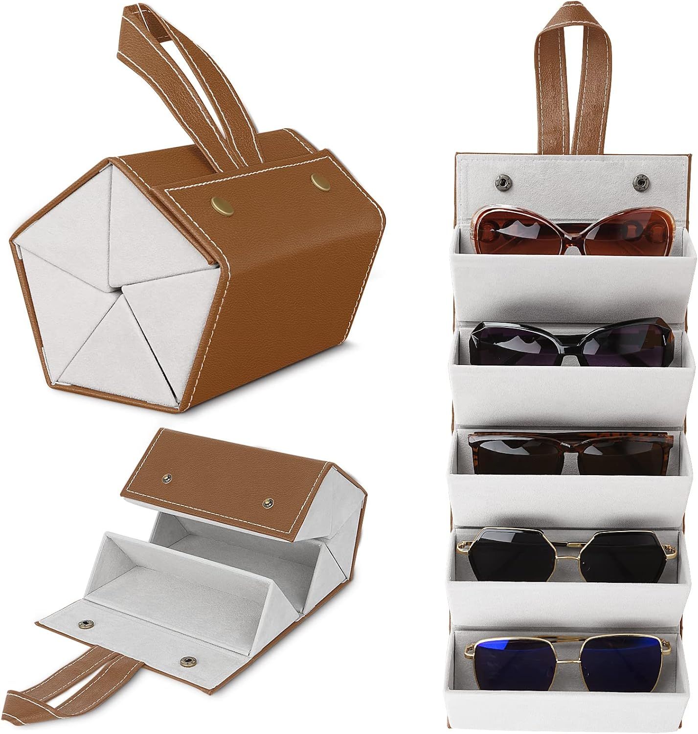 Glasses Organizer for Women and Men - Travel Sunglasses Organizer for Multiple Glasses Cases - PU... | Amazon (US)
