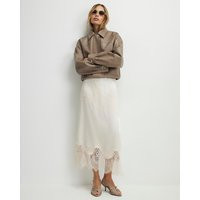 River Island Womens Cream Lace Satin Midi Skirt | River Island UK & IE