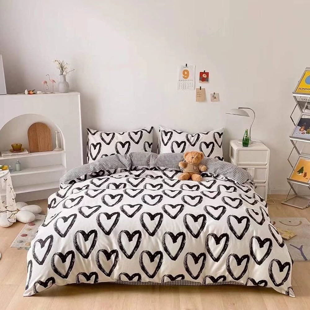 Houseri Black and White Comforter Set Full Love Comforter Bedding Sets for Teenage Girls Full Siz... | Amazon (US)