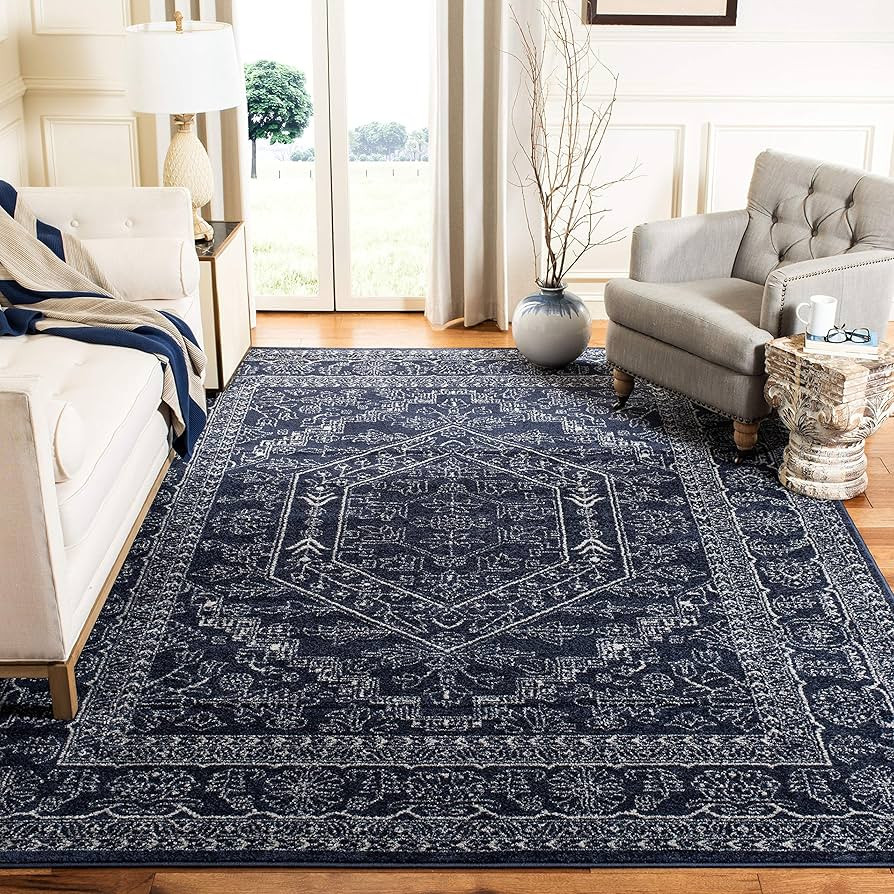 SAFAVIEH Adirondack Collection 8' x 10' Navy/Ivory ADR108N Oriental Medallion Non-Shedding Living... | Amazon (US)