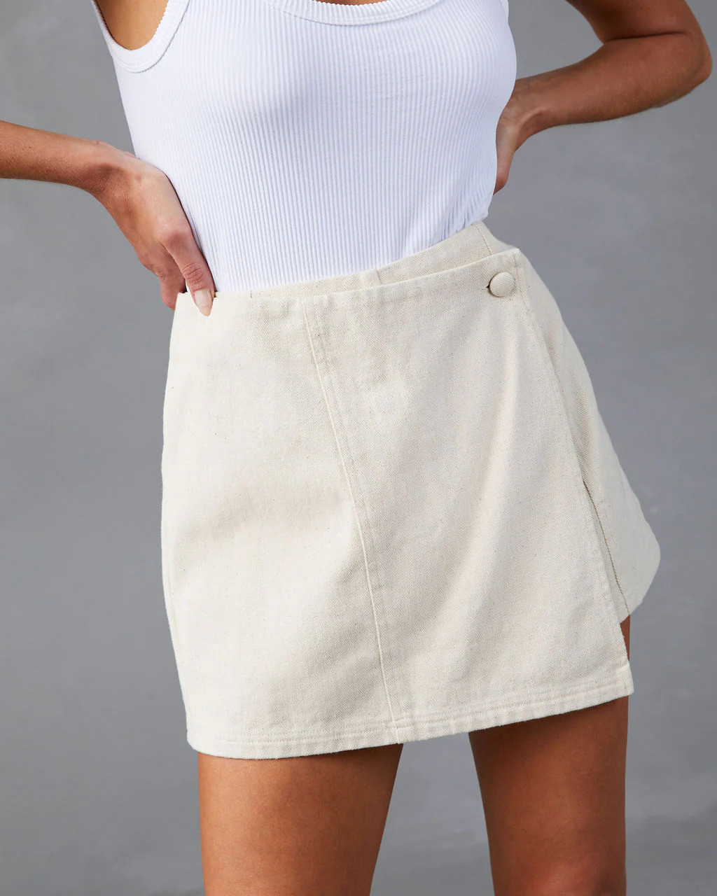 Maite Button Front Mini Skort - Tan | VICI