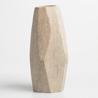 Natural Wood Faceted Innu Vase | World Market