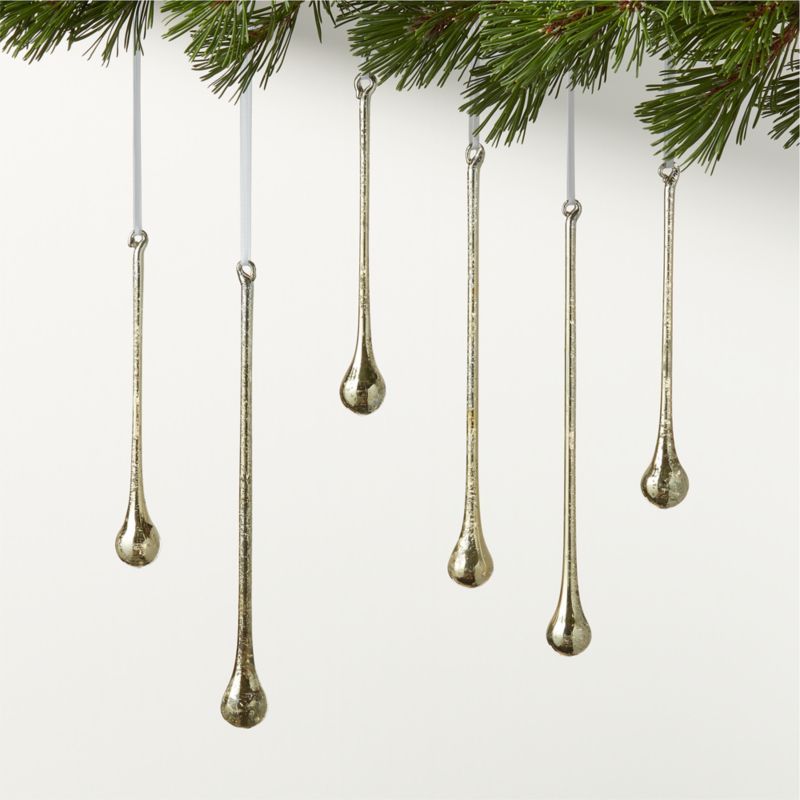 Hailee Mercury Glass Drop Christmas Tree Ornaments Set of 6 | CB2 | CB2