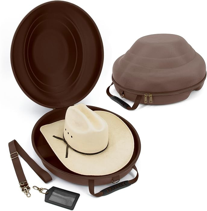 CASEMATIX Cowboy Hat Box - Portable Hat Storage for Brims Up To 4.75" - Hard Shell Case with Carr... | Amazon (US)