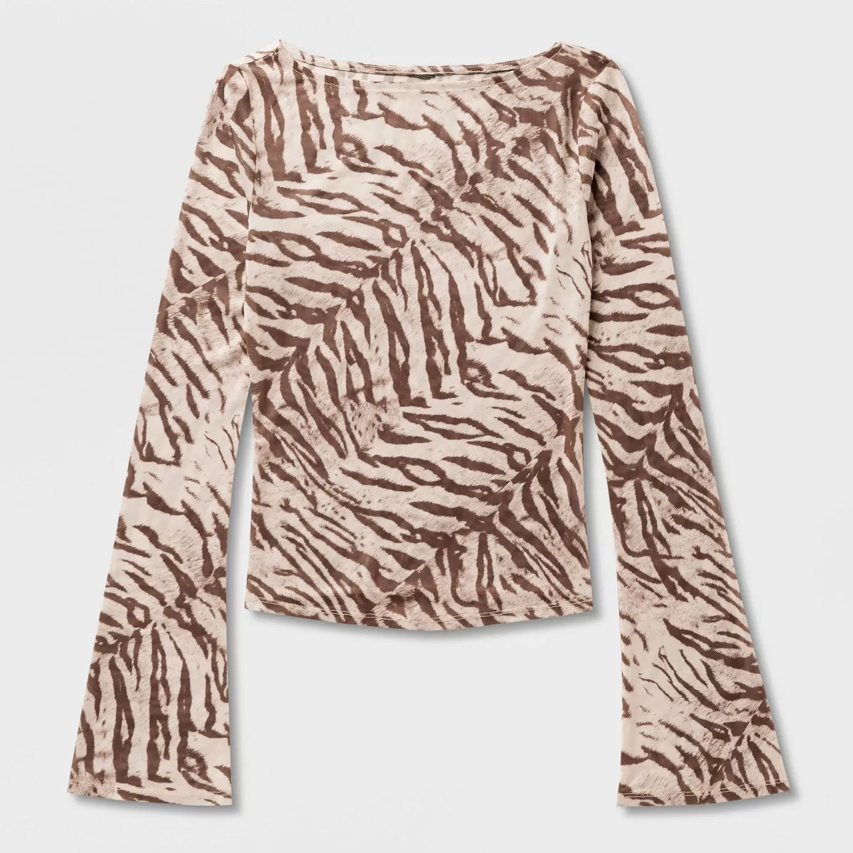 Women's Mesh Long Sleeve Boat Neck Top - Wild Fable\u2122 Zebra Print S | Target