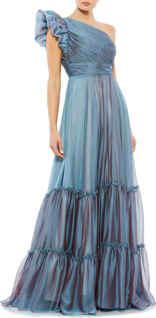 Mac Duggal Ruffle One-Shoulder Chiffon A-Line Gown | Nordstrom | Nordstrom