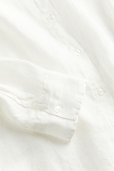 Long Linen Shirt - Long sleeve - Long - White - Ladies | H&M US | H&M (US + CA)