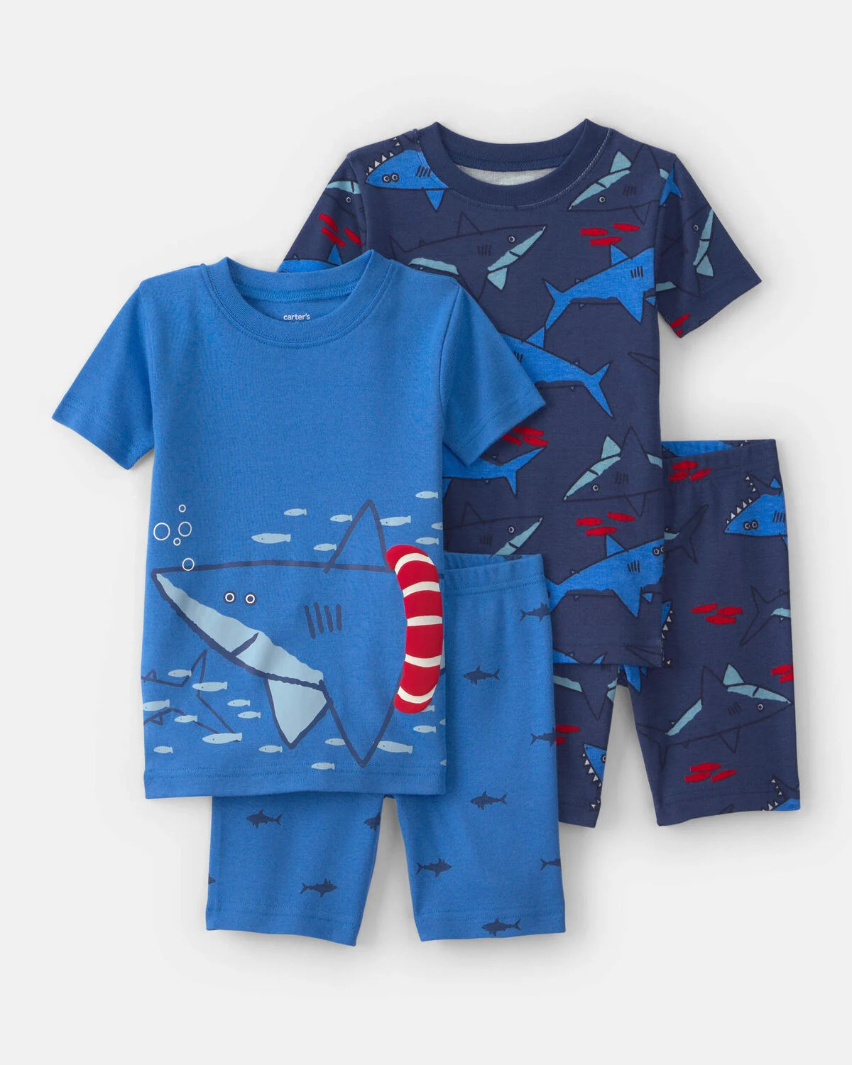 Toddler Boy Shark 100% Cotton Short-Sleeve Snug Fit 4-Piece Pajama Set - Blue | Carter's Inc