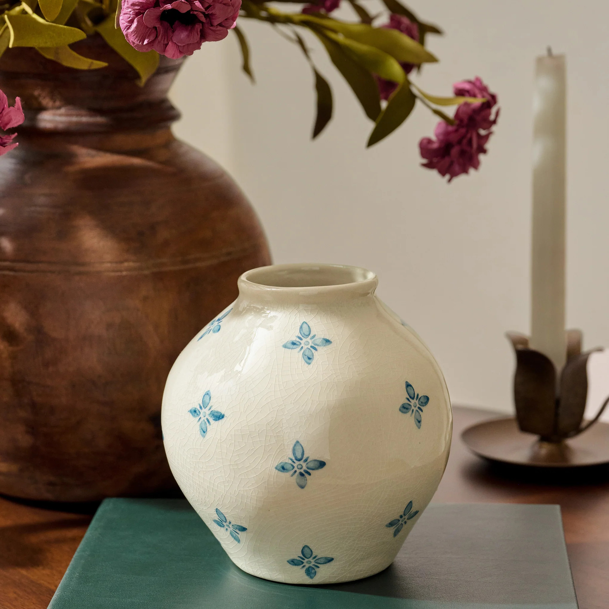 Cream and Blue Luna Bud Vase | Magnolia