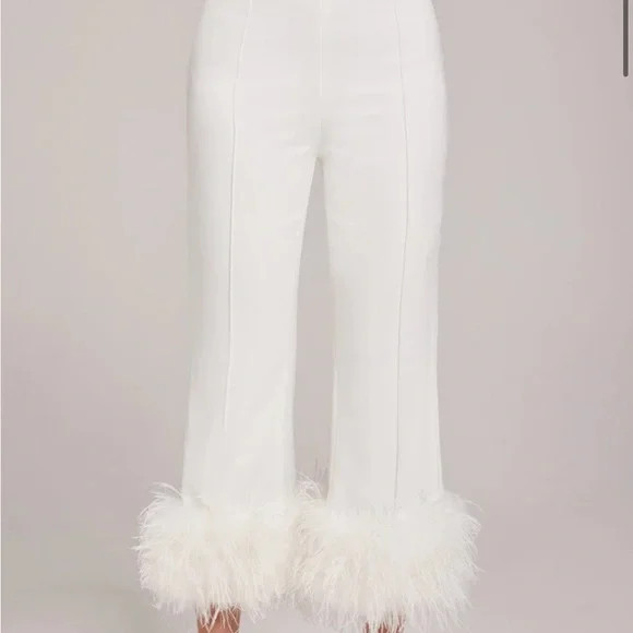 NWT Nadine Merabi Margot feather trim pants | Poshmark