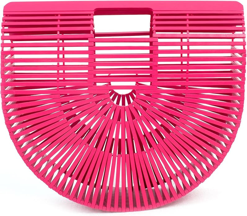 Women's Bamboo Handbag by Handmade Straw Bag,Tote Bamboo Purse Natural Basket Bag for Summer Beac... | Amazon (US)