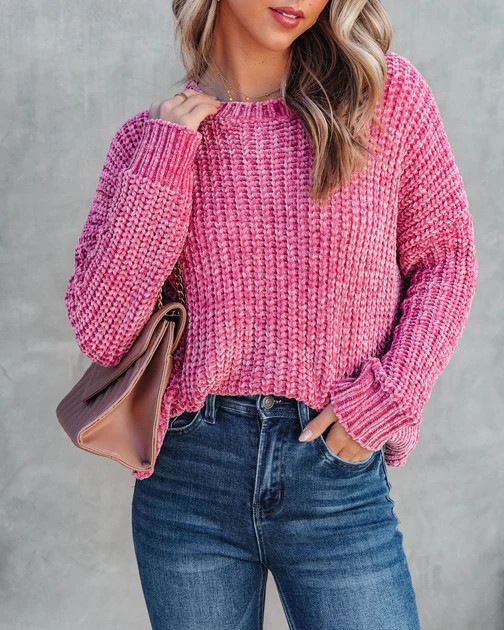 Waves Of Desire Chenille Sweater - Raspberry - FLASH SALE | VICI