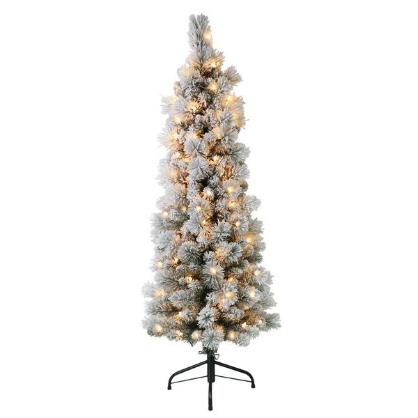 Pre-Lit Green Pine Artificial Christmas Tree with White Lights | Wayfair North America