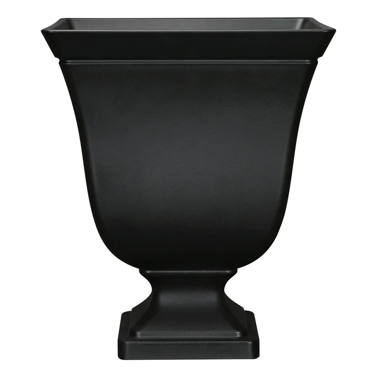 Mainstays Finn 16" x 16" x 19" Square Black 100% Recycled Resin Planter Urn | Walmart (US)