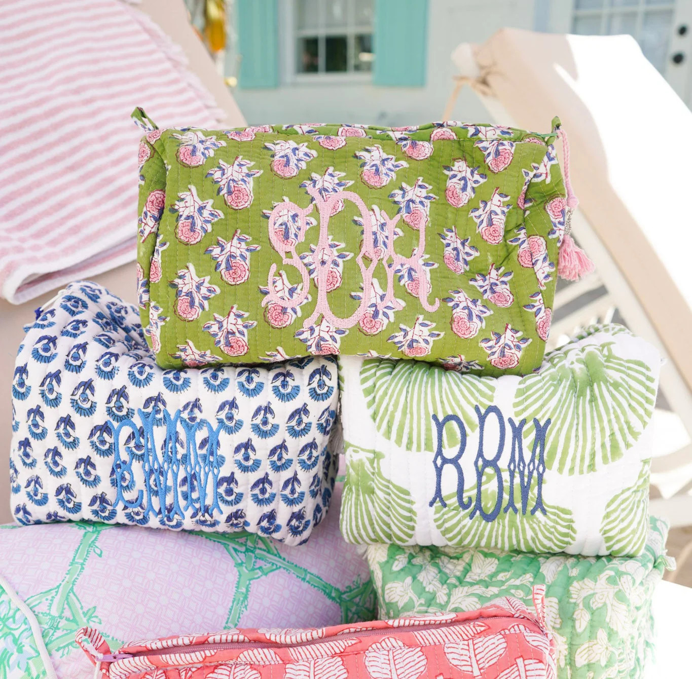 Quilted Block-Print Makeup Bag | KenzKustomz