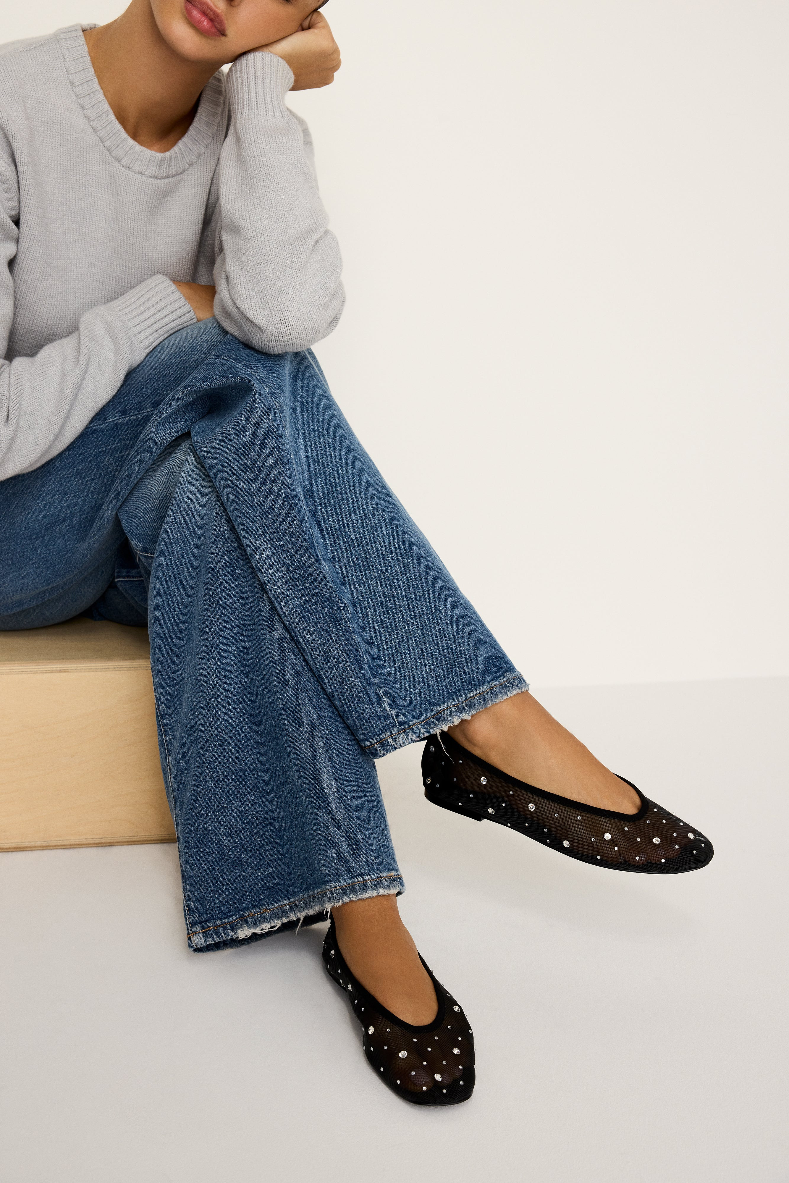 DIAMOND MESH BALLET FLAT | BLACK001 - GOOD AMERICAN | Good American