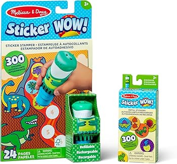 Melissa & Doug Sticker Wow!™ Dinosaur Bundle: Sticker Stamper, 24-Page Activity Pad, 600 Total ... | Amazon (US)