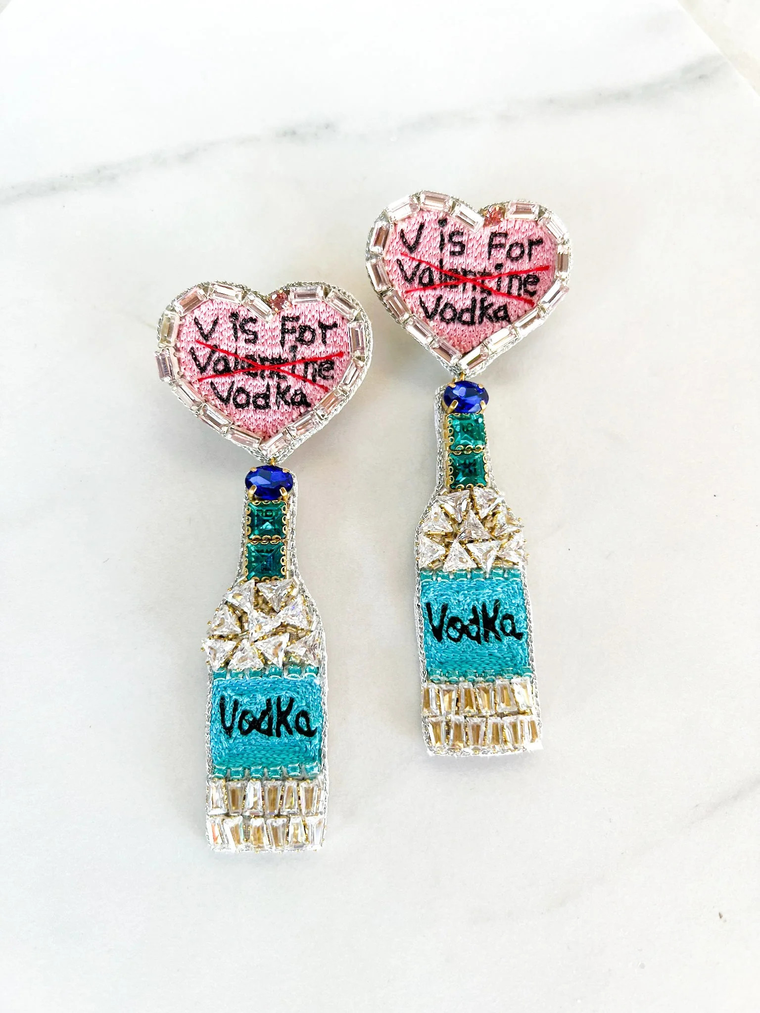 V is For Vodka Earrings | Dos Femmes, LLC