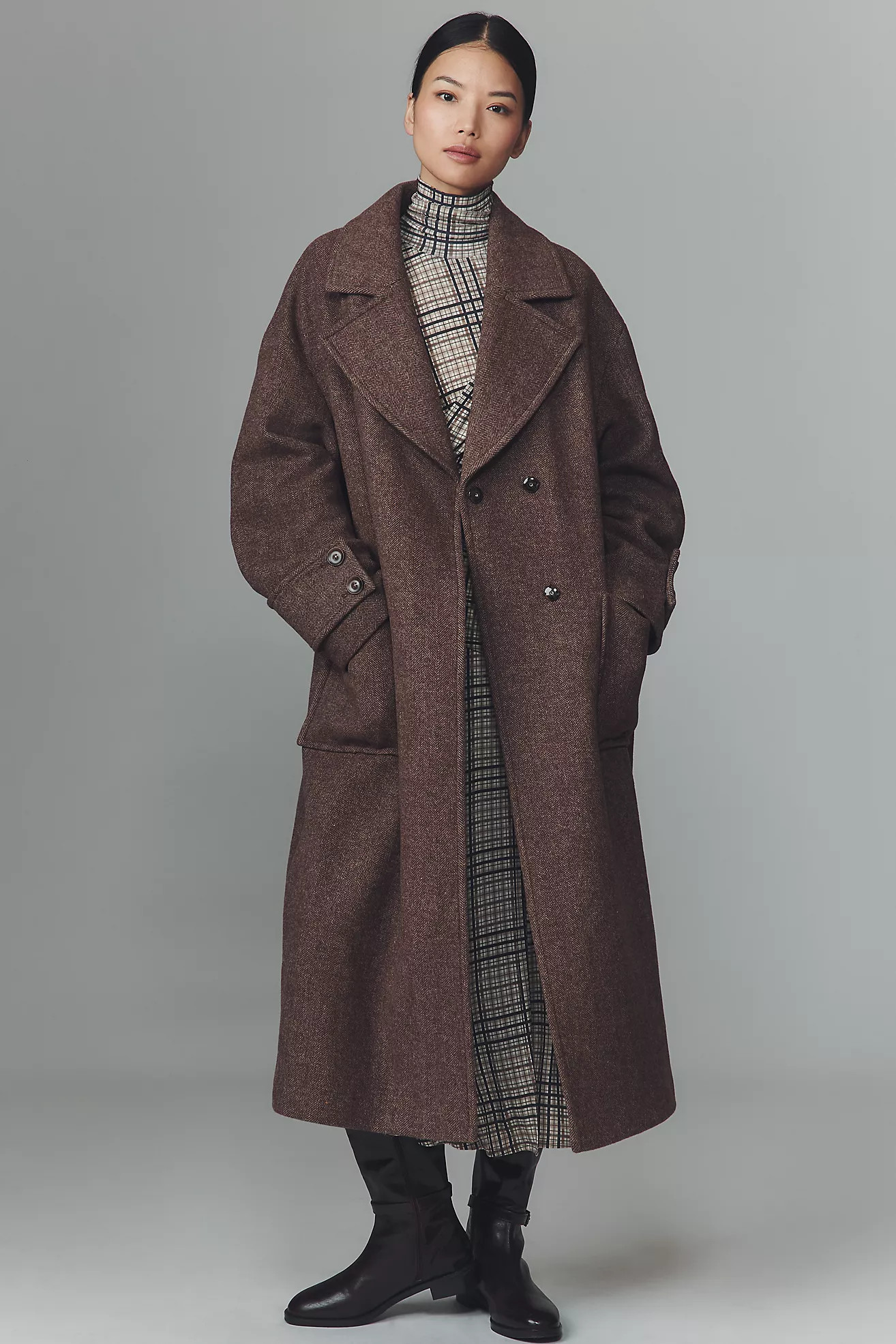 By Anthropologie Wool-Blend Herringbone Maxi Coat | Anthropologie (US)