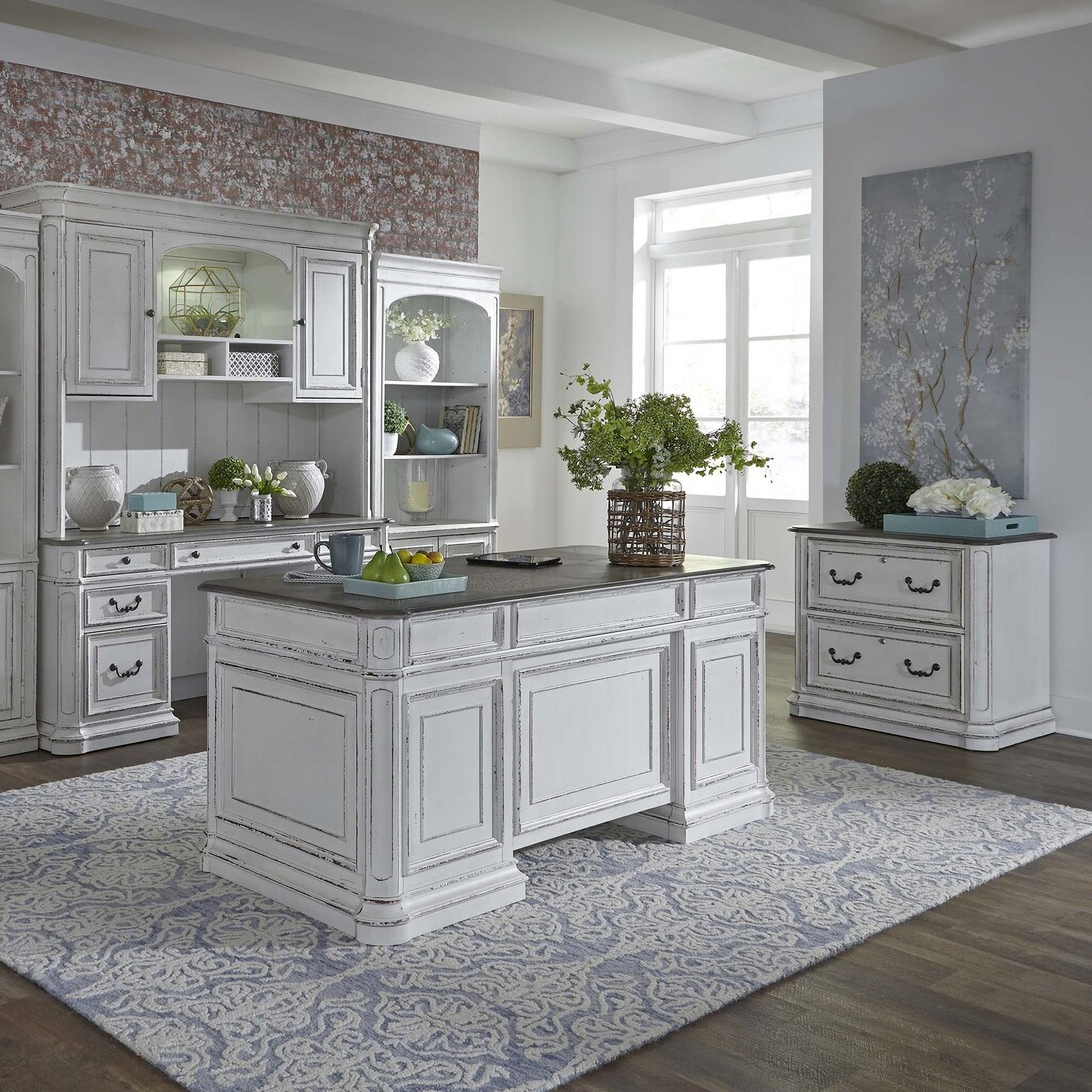 Magnolia Manor Antique White Jr Executive Home Office Set | 1stopbedrooms