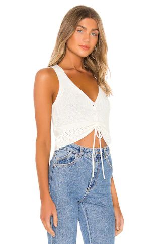 MORE TO COME Khloe Ruched Knit Top in White from Revolve.com | Revolve Clothing (Global)