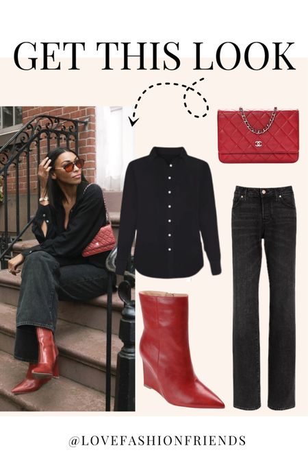 Fall outfit, red boots, black jeans, Chanel 

#LTKstyletip #LTKover40 #LTKfindsunder100