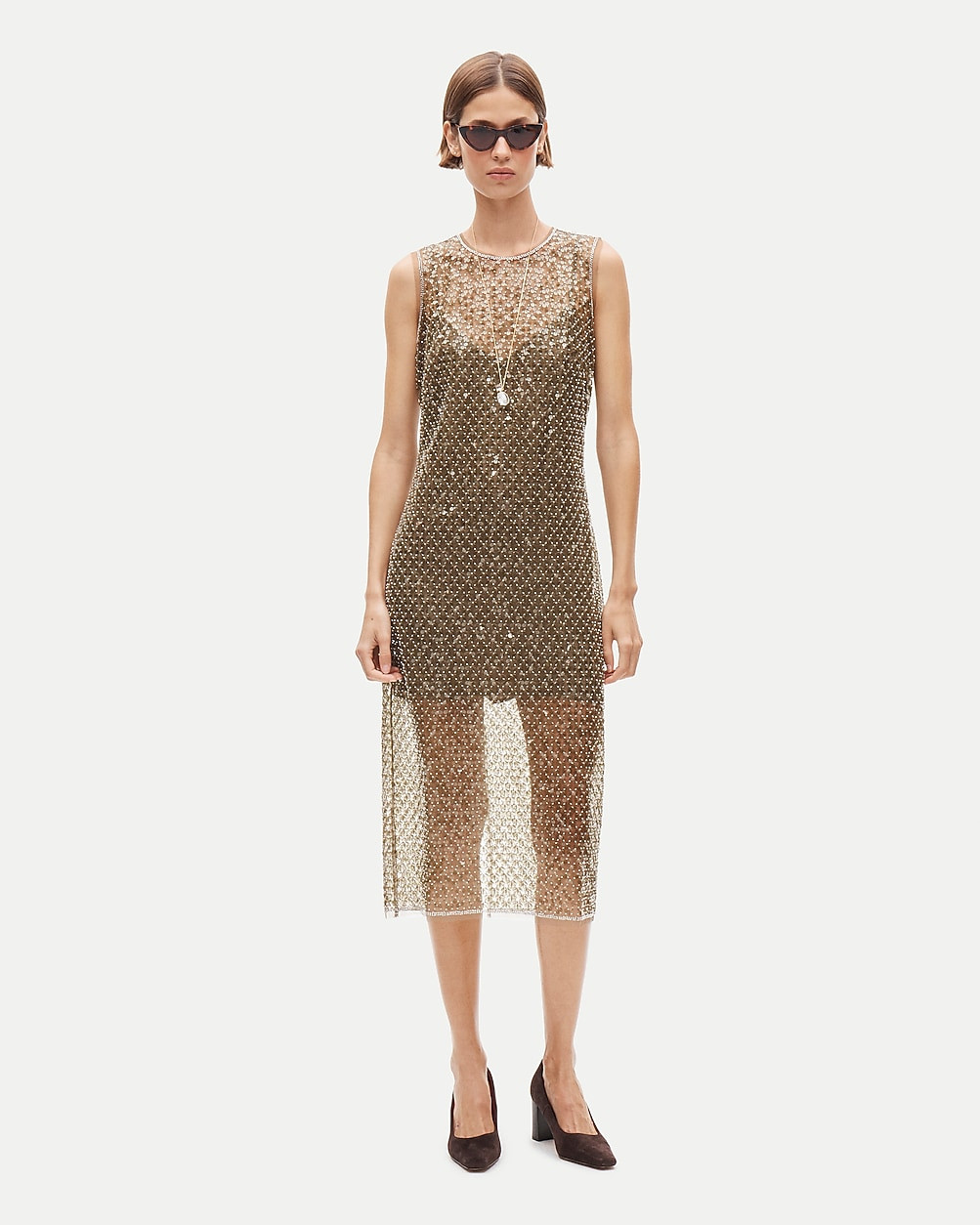 Column slip dress in sequin tulle | J. Crew US