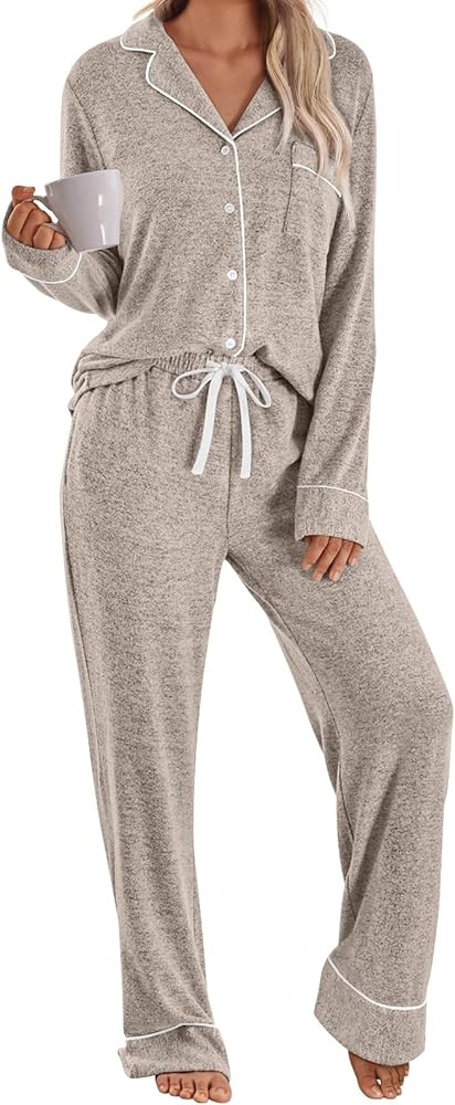 LILLUSORY Womens Pajamas Sets Long Sleeve Lounge Warm Sleepwear 2 pieces Fall Clothes With Pocket... | Amazon (US)