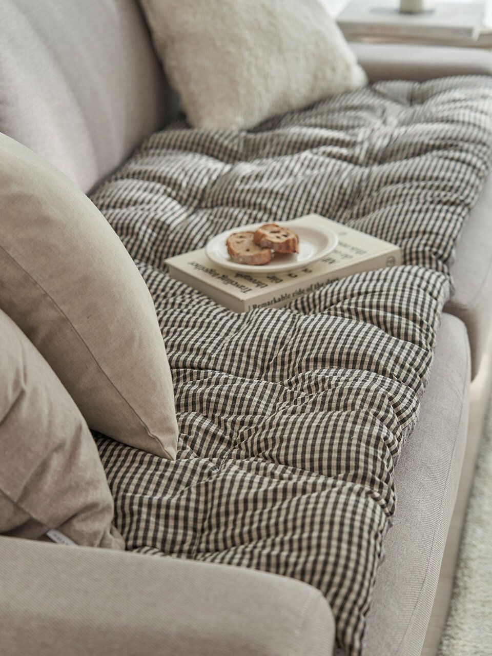 Cappuccino Checkered Sofa Pad | W Concept (US)
