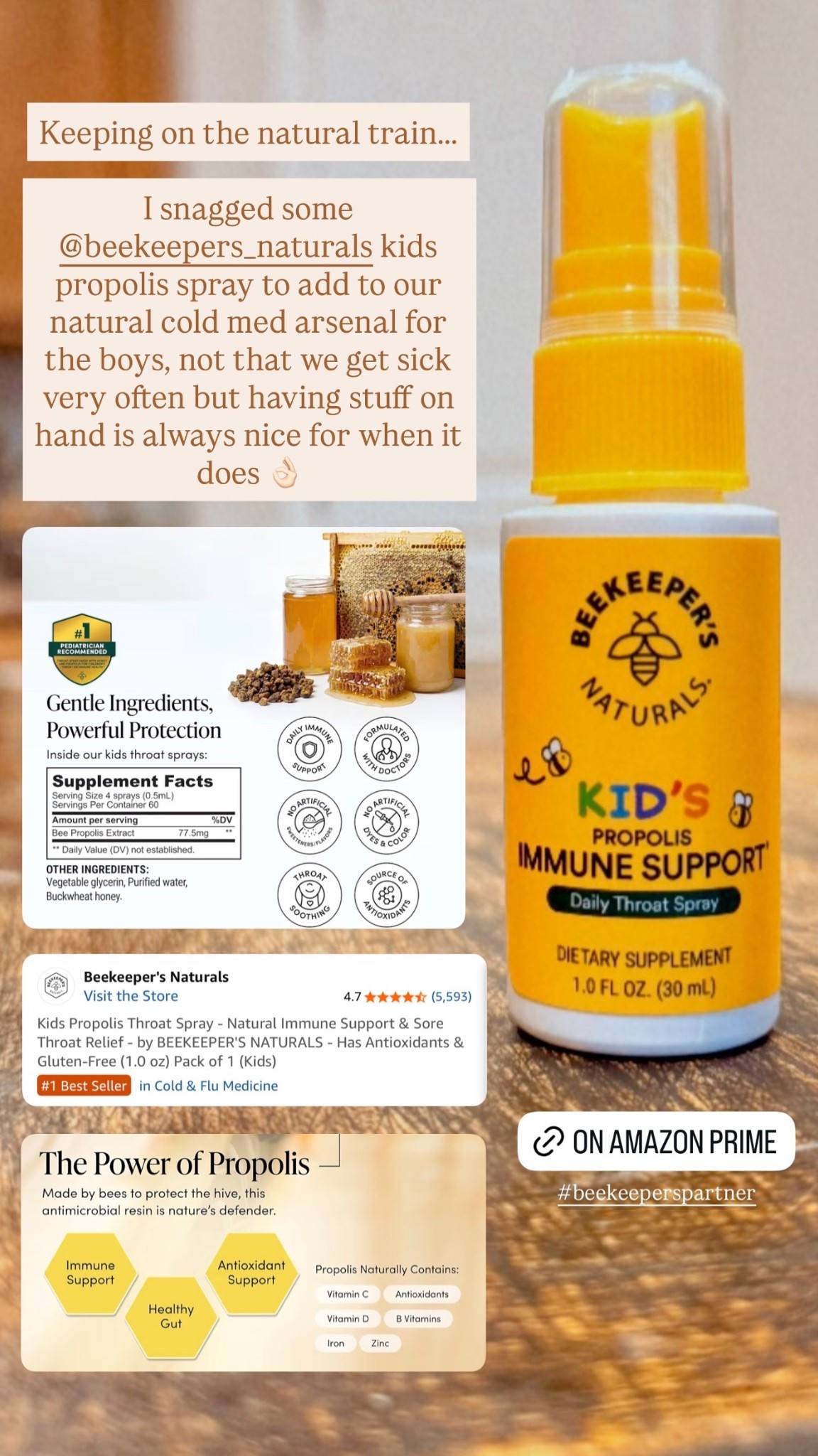 Keeping on the natural train…..

I snagged some Beekeepers Naturals kids propolis spray to add to our natural cold med arsenal for the boys, not that we get sick very often but having stuff on hand is always nice for when it does 👌🏻

#LTKselfcare #LTKKids