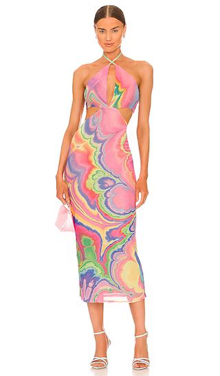 Tessa Mesh Midi Dress in Abstract Multi Marble | Revolve Clothing (Global)